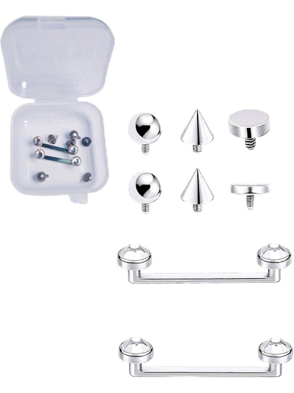 Titanium 14G Surface Staple Piercing Jewelry with Replacement Anchor Tops